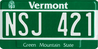 VT license plate NSJ421