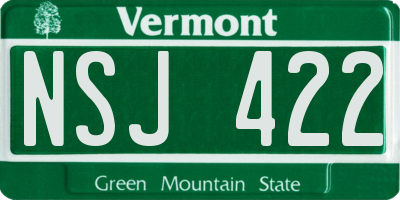 VT license plate NSJ422