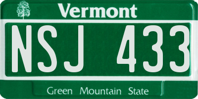 VT license plate NSJ433
