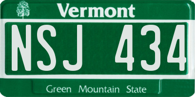 VT license plate NSJ434