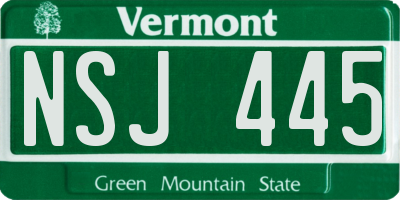 VT license plate NSJ445