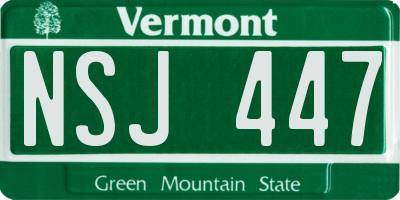 VT license plate NSJ447