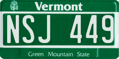VT license plate NSJ449