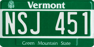 VT license plate NSJ451
