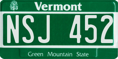 VT license plate NSJ452