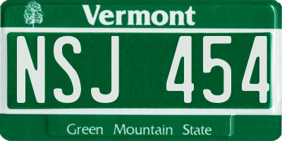 VT license plate NSJ454