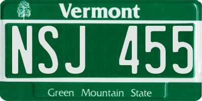 VT license plate NSJ455