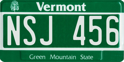VT license plate NSJ456