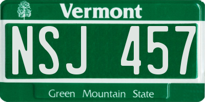 VT license plate NSJ457