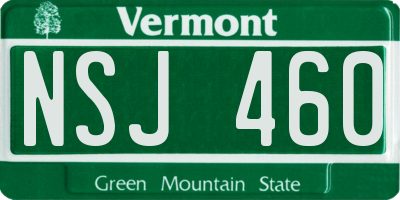 VT license plate NSJ460