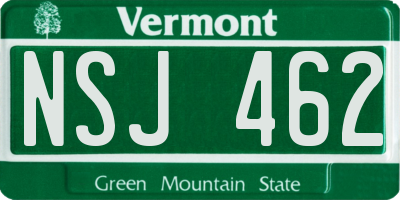 VT license plate NSJ462