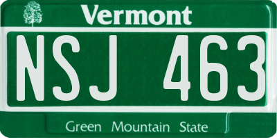 VT license plate NSJ463