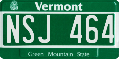 VT license plate NSJ464