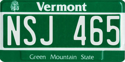 VT license plate NSJ465