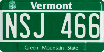 VT license plate NSJ466