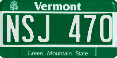 VT license plate NSJ470