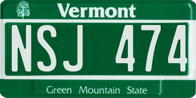 VT license plate NSJ474