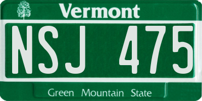 VT license plate NSJ475