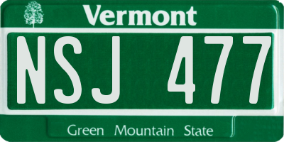 VT license plate NSJ477