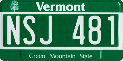 VT license plate NSJ481