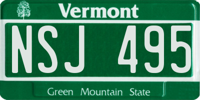 VT license plate NSJ495
