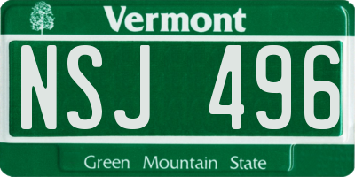 VT license plate NSJ496