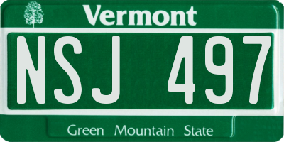 VT license plate NSJ497