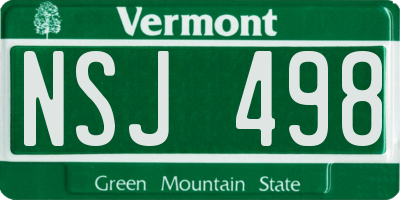 VT license plate NSJ498