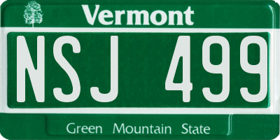 VT license plate NSJ499
