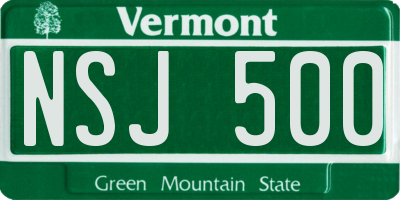 VT license plate NSJ500