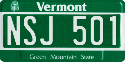 VT license plate NSJ501