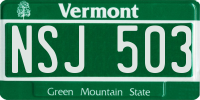 VT license plate NSJ503
