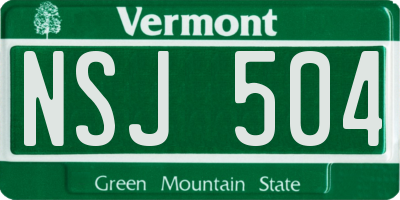 VT license plate NSJ504