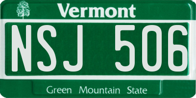 VT license plate NSJ506