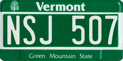 VT license plate NSJ507