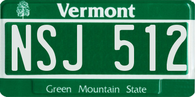 VT license plate NSJ512