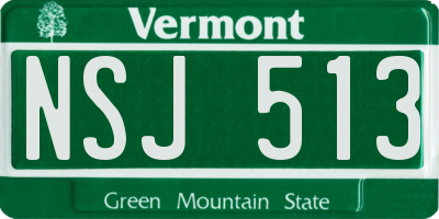 VT license plate NSJ513