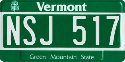 VT license plate NSJ517