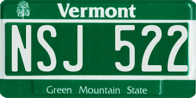 VT license plate NSJ522