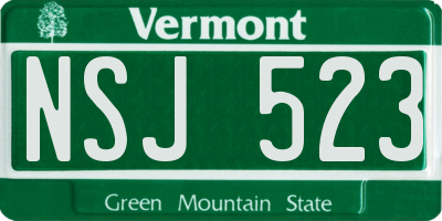 VT license plate NSJ523