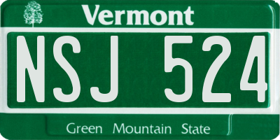 VT license plate NSJ524