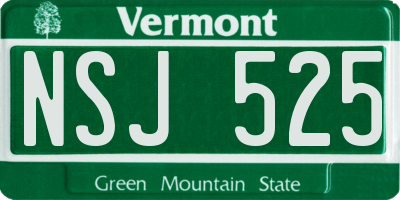 VT license plate NSJ525