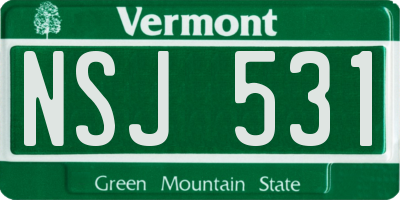 VT license plate NSJ531