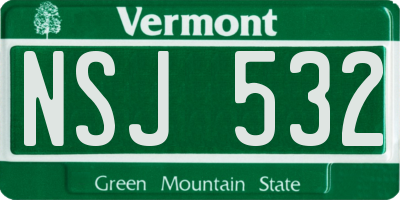 VT license plate NSJ532