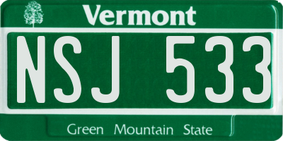 VT license plate NSJ533
