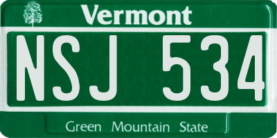 VT license plate NSJ534
