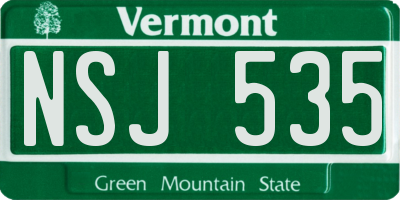 VT license plate NSJ535