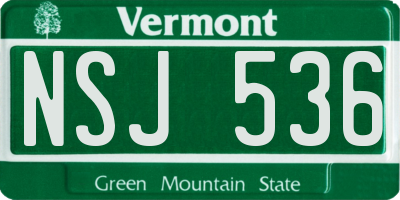 VT license plate NSJ536