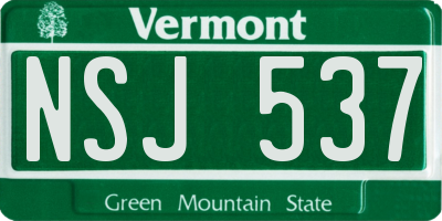 VT license plate NSJ537
