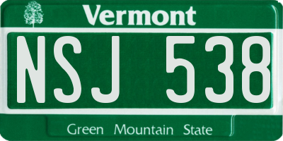 VT license plate NSJ538